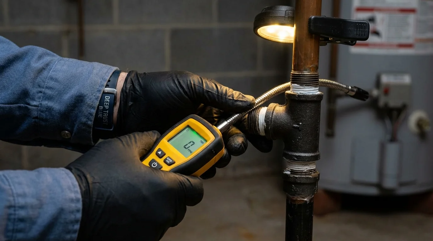 Gas leak detection with electronic sniffer by Johns Plumbing LLC in Rangely