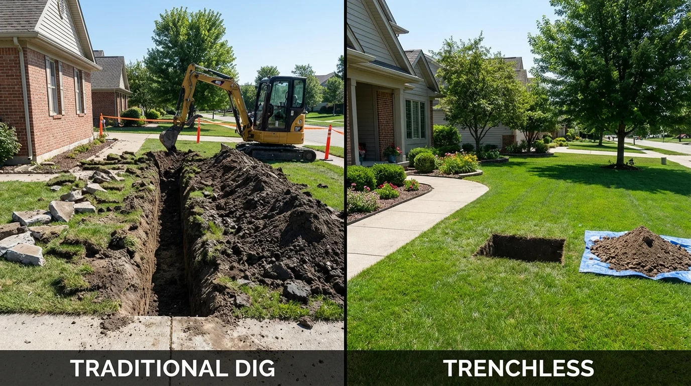 Trenchless sewer repair with minimal yard damage versus traditional excavation in Rangely, CO